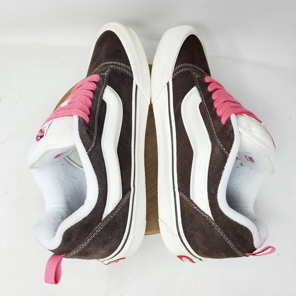 Vans Knu Skool Shoes Womens 10.5 Brown Suede Pink Laces Fat Tongue Skate Sneaker - Picture 10 of 13